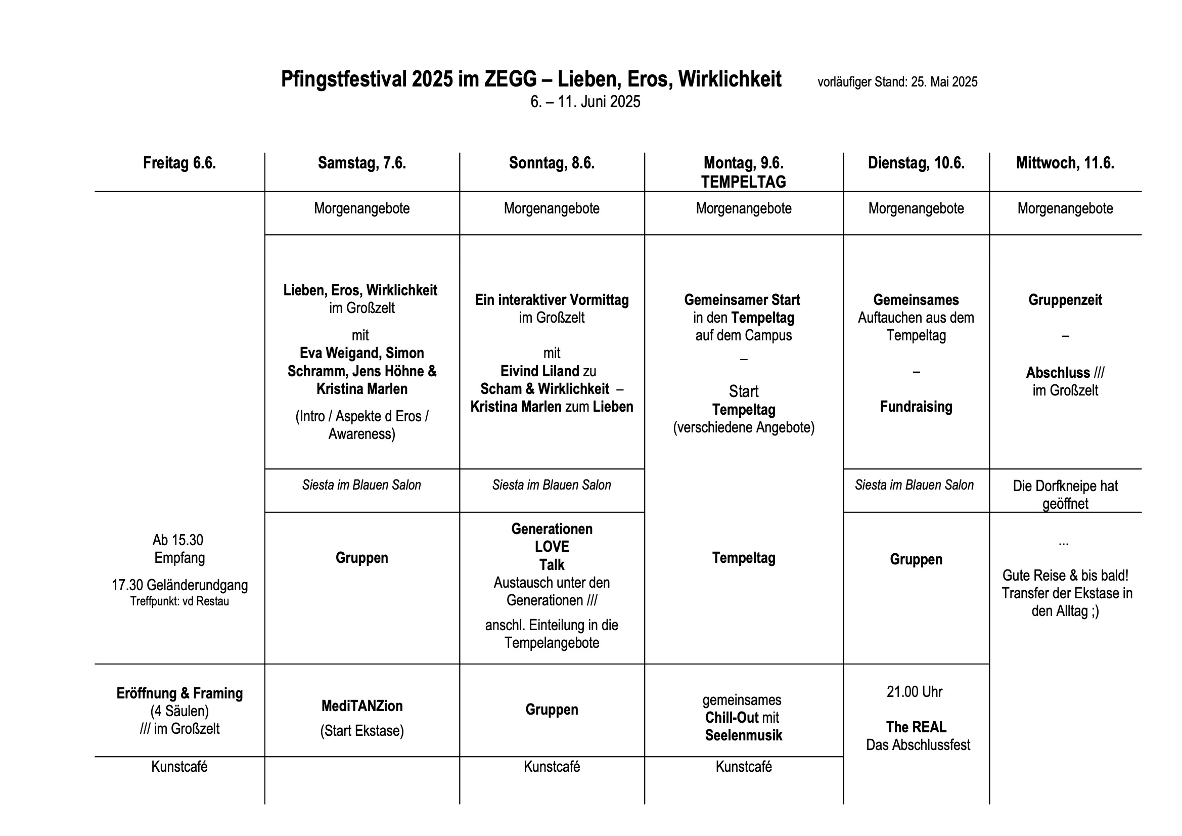 Tagesplan Pfingsten2025 ZEGG Mai